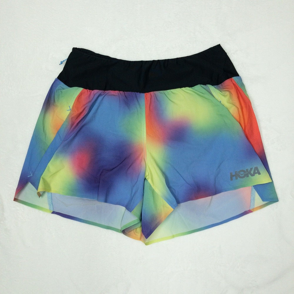 Hoka One One Running 4" Shorts Womens Large Multicolor Tie Dye Performance